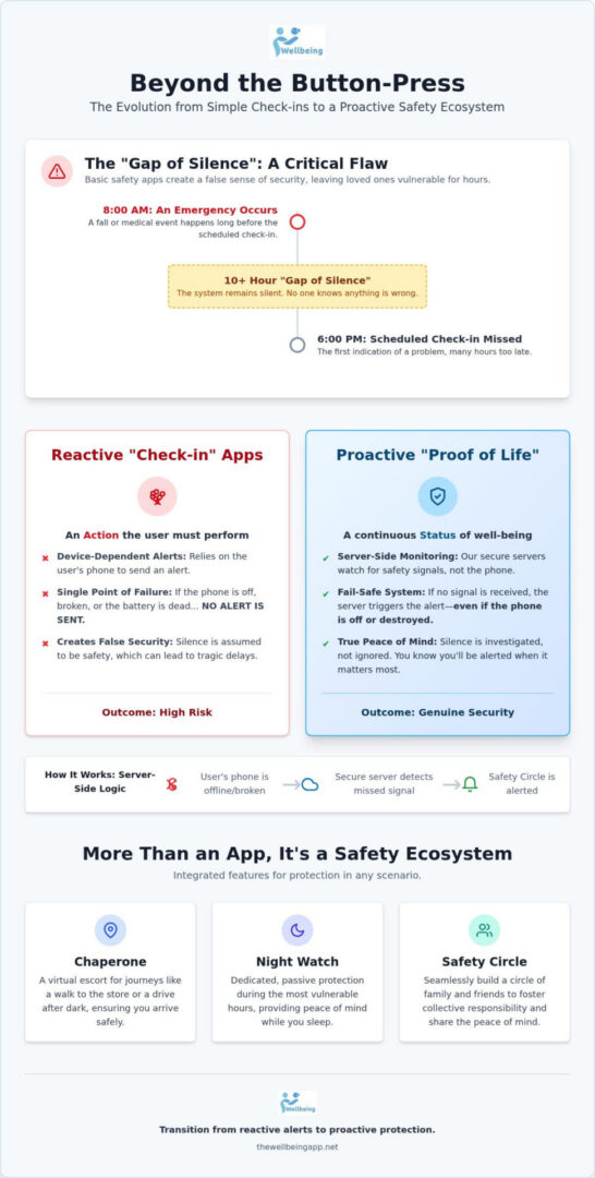 Visual comparison of safety app features