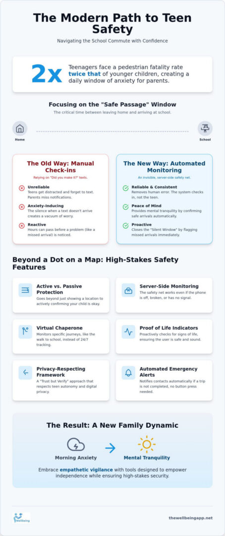 Teen safety app for school walks